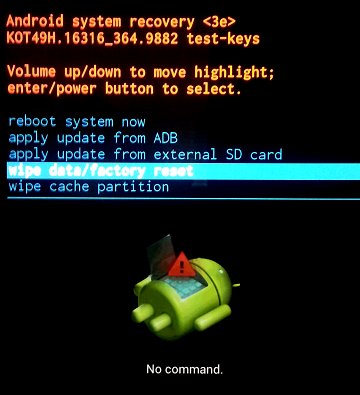 to start android enter password factory restartset